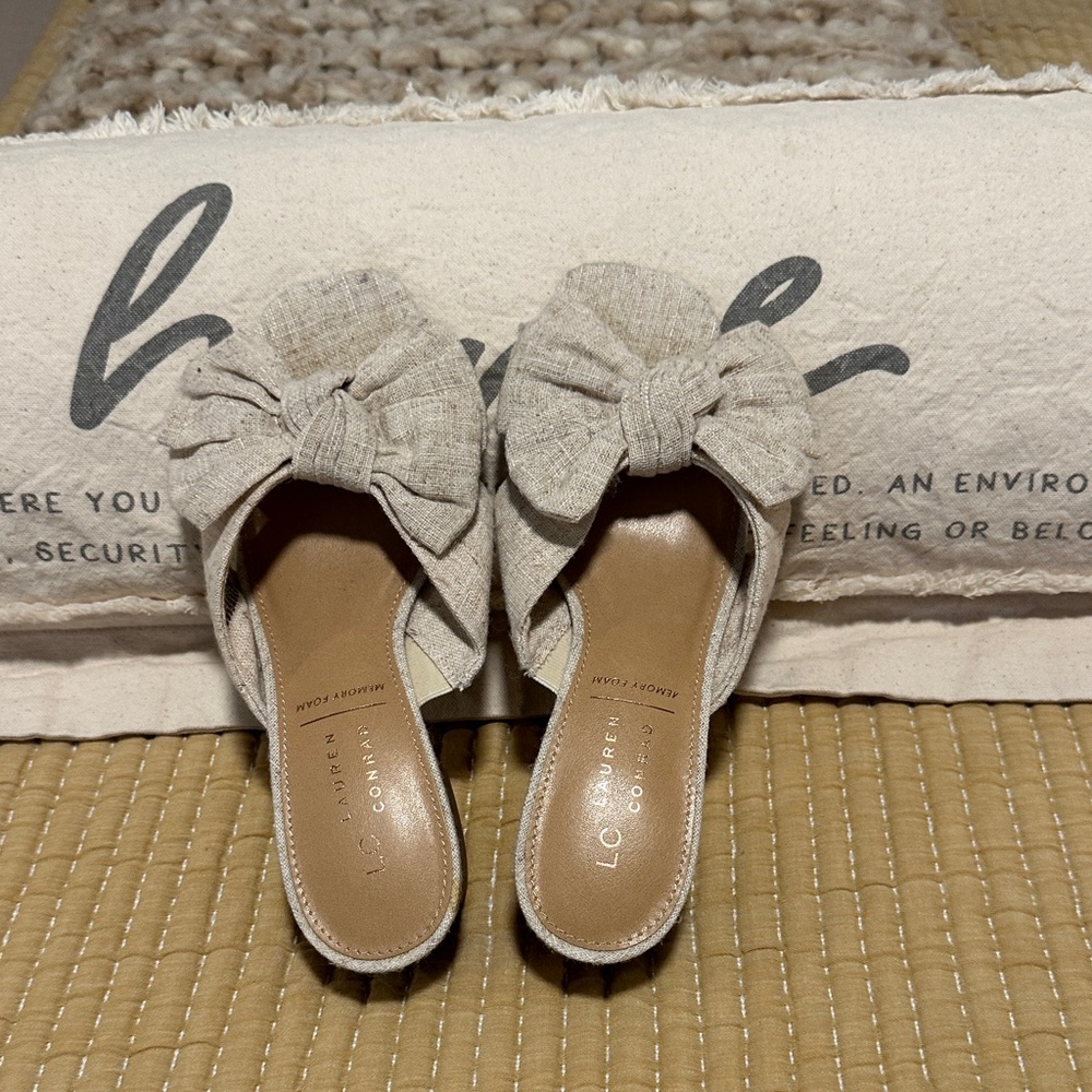 Loeffler Randall Tan Bow Mules